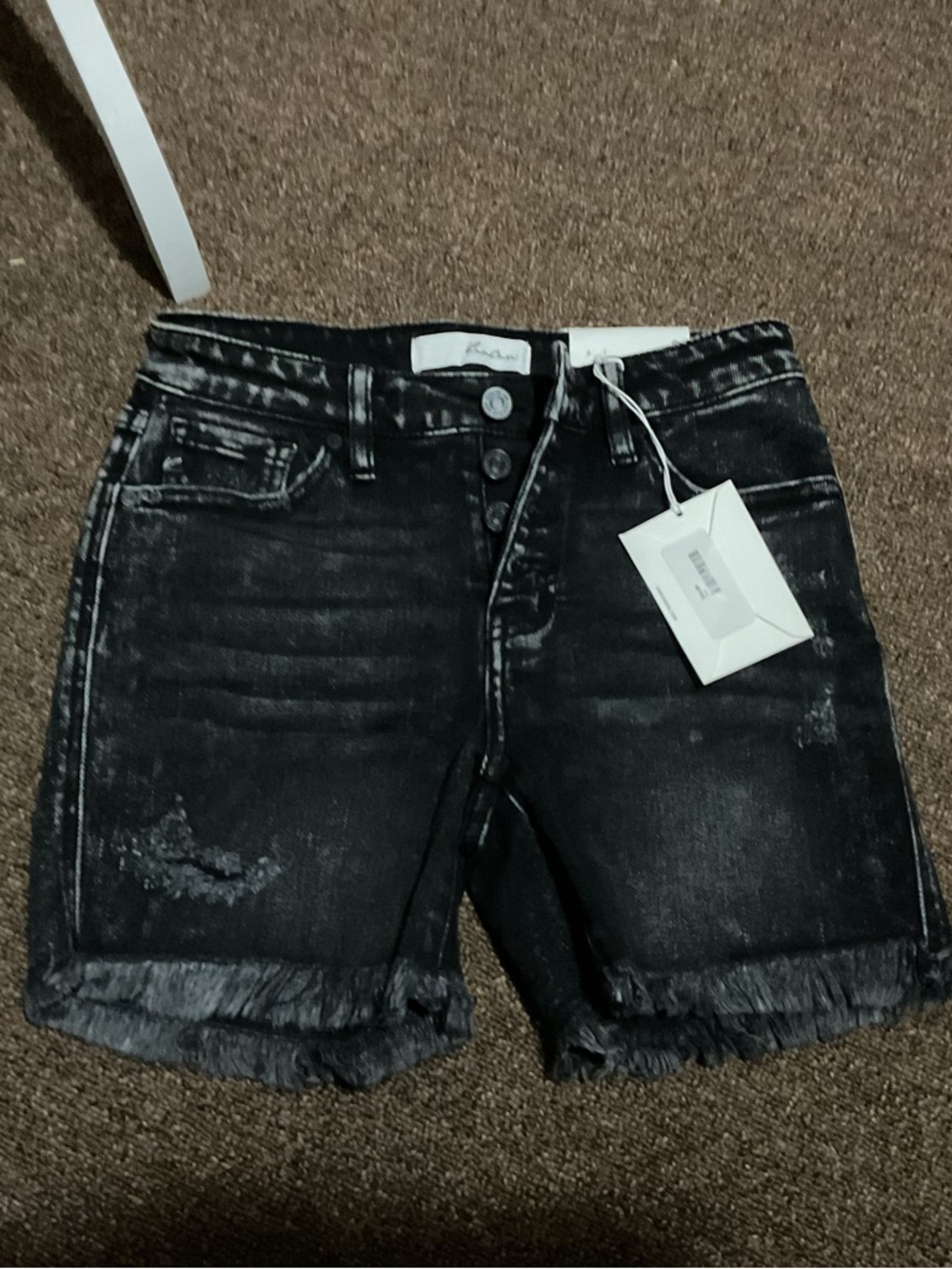 NWT KanCan Distress Washed black denim Jean Shorts Small